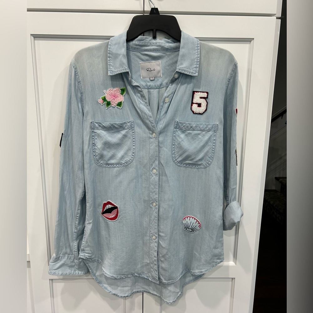 Rails New Light Jean Patch Button Down - image 1
